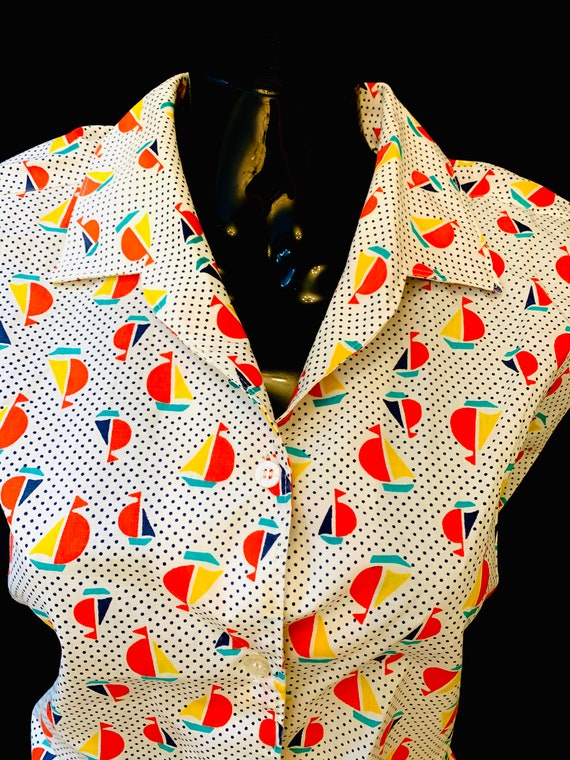 1950's Women's Sail Boat Cotton Novelty Print Slee