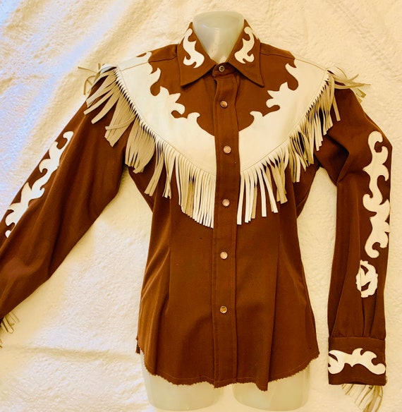 1950's Women's Levis Brown & White Leather Tooled