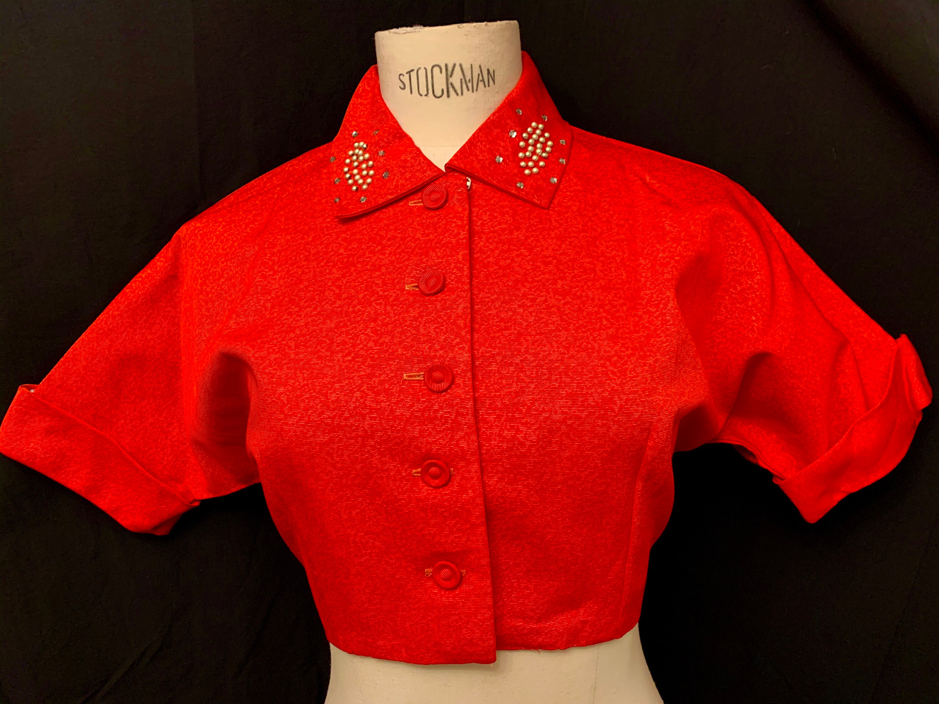 Image of 's Women's Red Grosgrain Cropped Jacket
