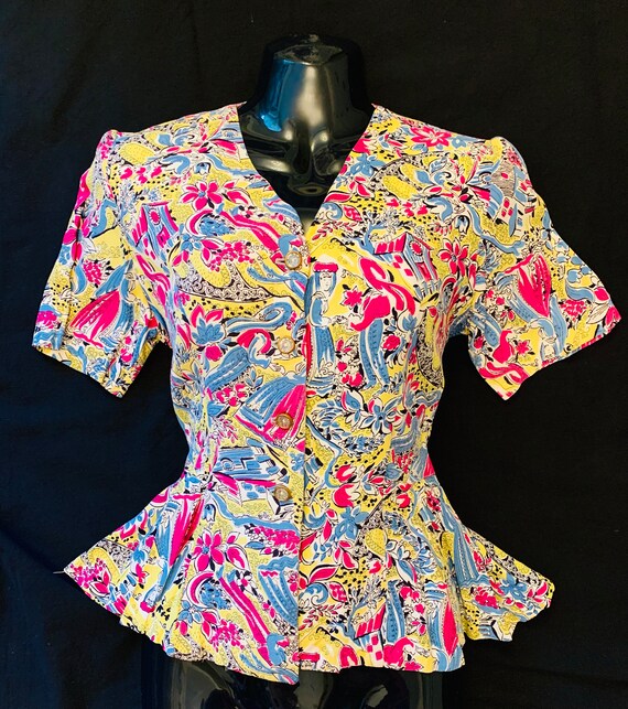 1940's Women's Rayon Novelty Print Jacket