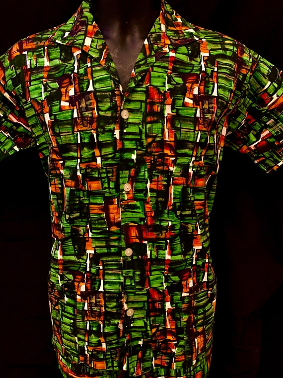 Men's 1950's British Cotton Print Cabana Set