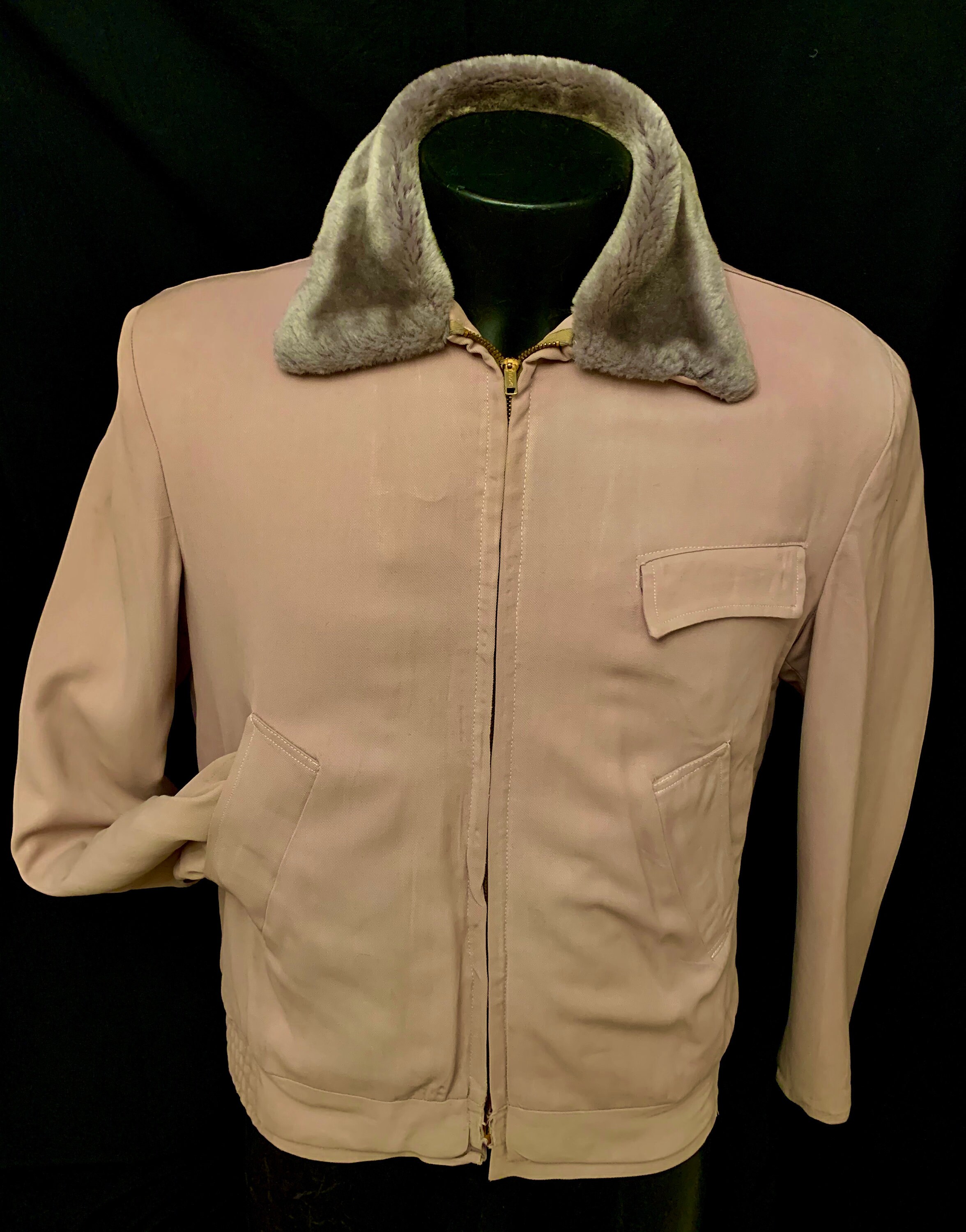 Image of Men's 1940's Grey Gab Zip Upjacket By Puritan Sportswear