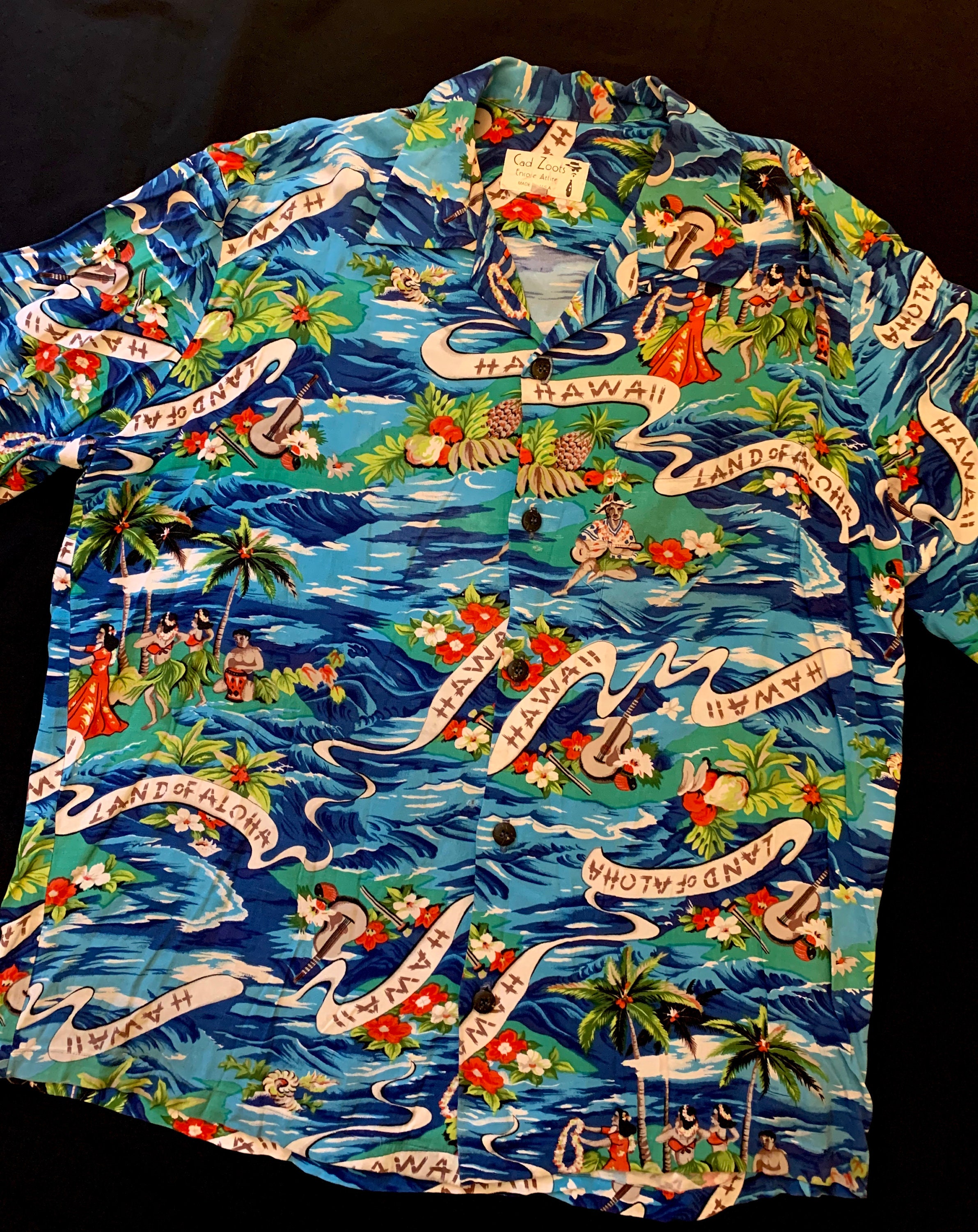 Image of 1950's Vintage Style Repro "Land Of Aloah" Shirt By Cad Zoots Size L