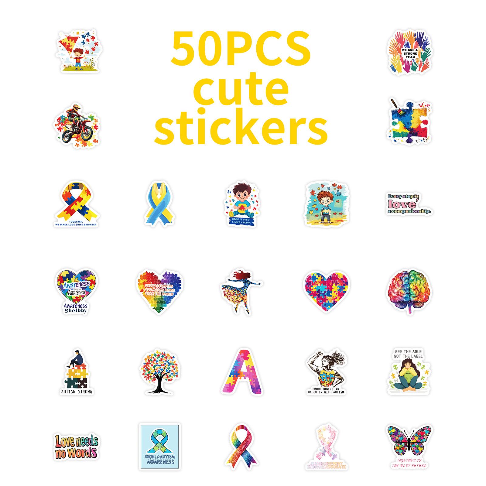 50PCS Autism Stickers Pack, Awareness Stickers, Puzzle Stickers ...