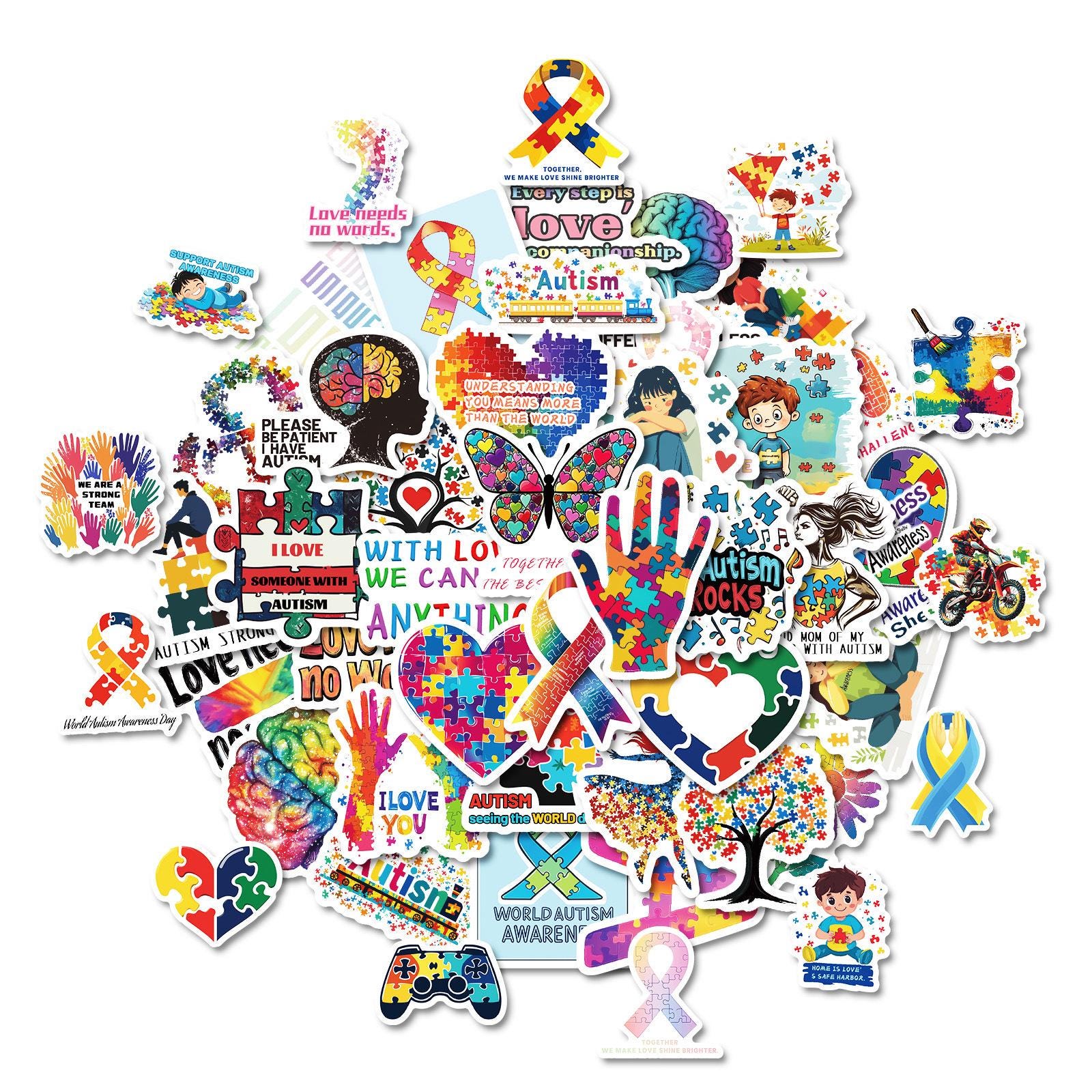 50PCS Autism Stickers Pack, Awareness Stickers, Puzzle Stickers ...