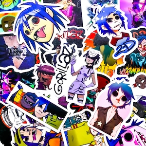 50PCS Urban Music Children Sticker Pack, Retro Street Art Sticker, Virtual Band Sticker, Edgy Cartoon Sticker for Skateboard, Water Bottle