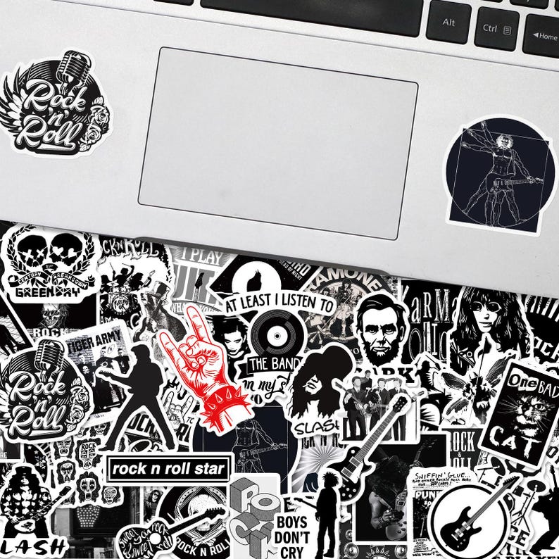 50PCS Rock Music Sticker Pack Black White Punk Band Stickers Guitar 50pcs-rock-music-sticker-pack-black-white-punk-band-stickers-guitar