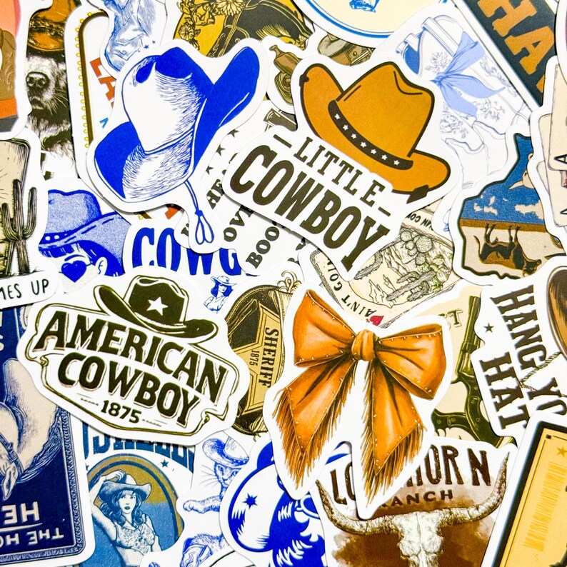 1875 Sticker 50PCS Cowboy Stickers Sticker, Vintage Stickers, Western Stickers ...