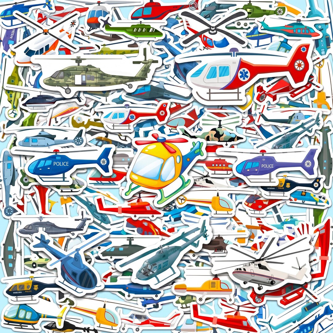 50PCS Helicopter Sticker Pack, Aircraft Aviation Stickers, Rescue ...