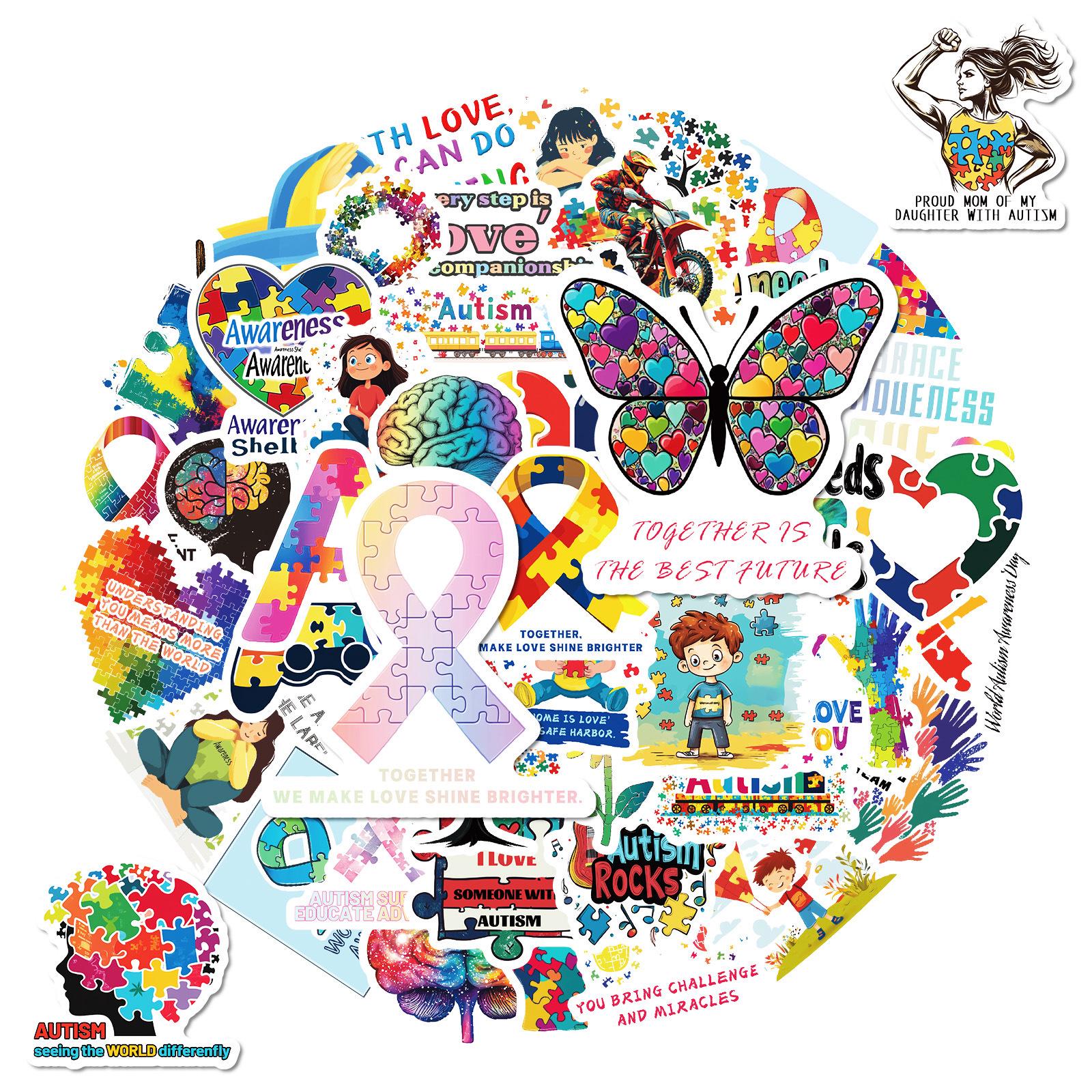 50PCS Autism Stickers Pack, Awareness Stickers, Puzzle Stickers ...