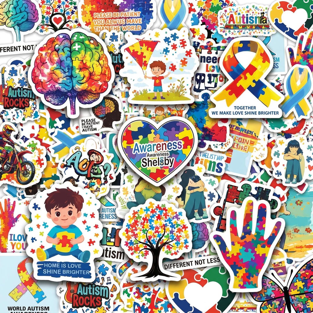 50PCS Autism Stickers Pack, Awareness Stickers, Puzzle Stickers ...