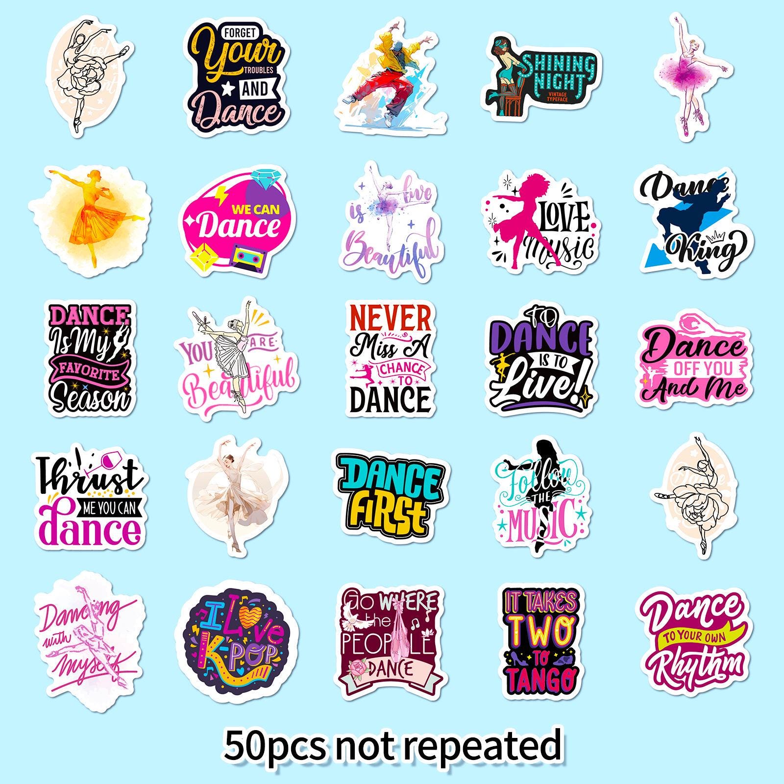 50PCS Dance Sticker Pack, Ballet Dance Quote Stickers, Dancer Stickers ...