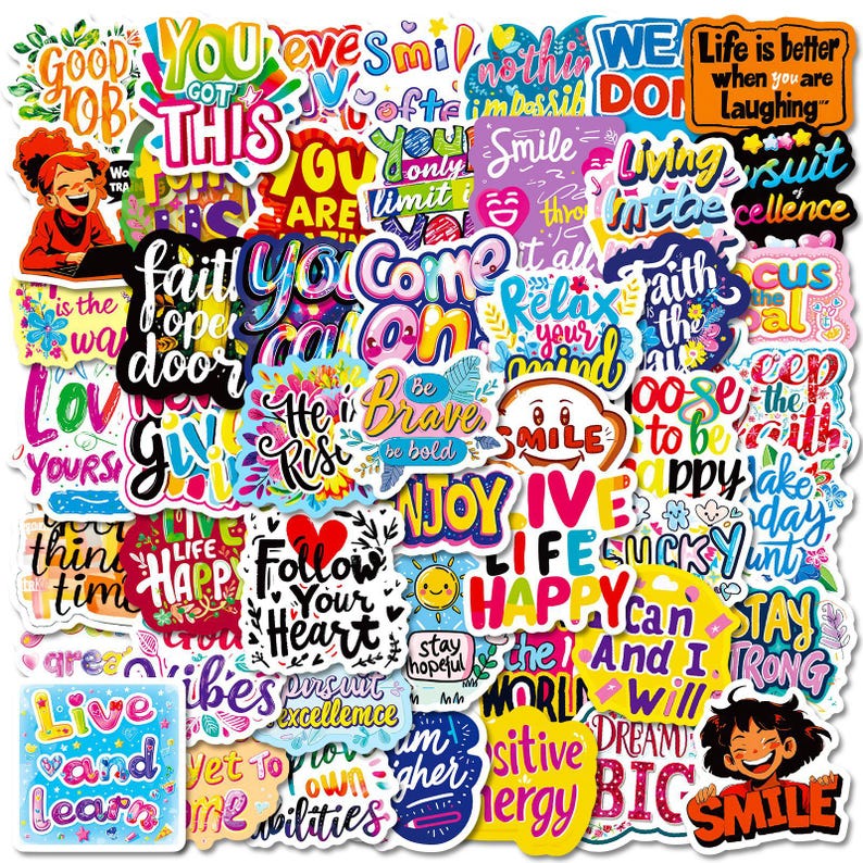 50PCS Motivational Sticker Pack, Positive Quote Stickers, Inspirational ...