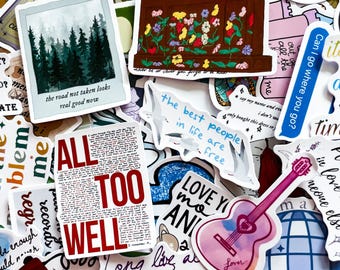 50PCS Music Doodle Stickers Pack, Lyric Quote Stickers, Cute stickers, Waterproof Vinyl Stickers for Luggage, Water bottle, Travel gifts
