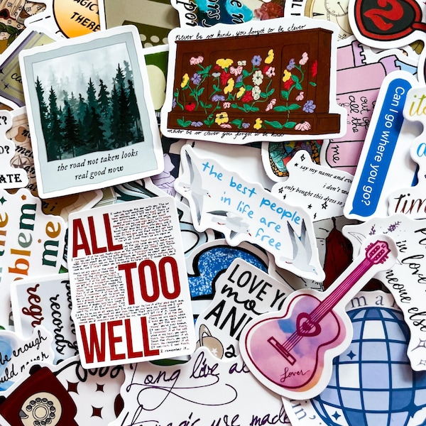 50PCS Music Doodle Stickers Pack, Lyric Quote Stickers, Cute stickers, Waterproof Vinyl Stickers for Luggage, Water bottle, Travel gifts