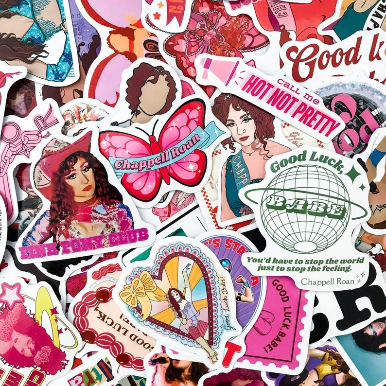 50PCS Pop Singer Aesthetic Stickers Pack, Pink Collage Stickers, Heart ...
