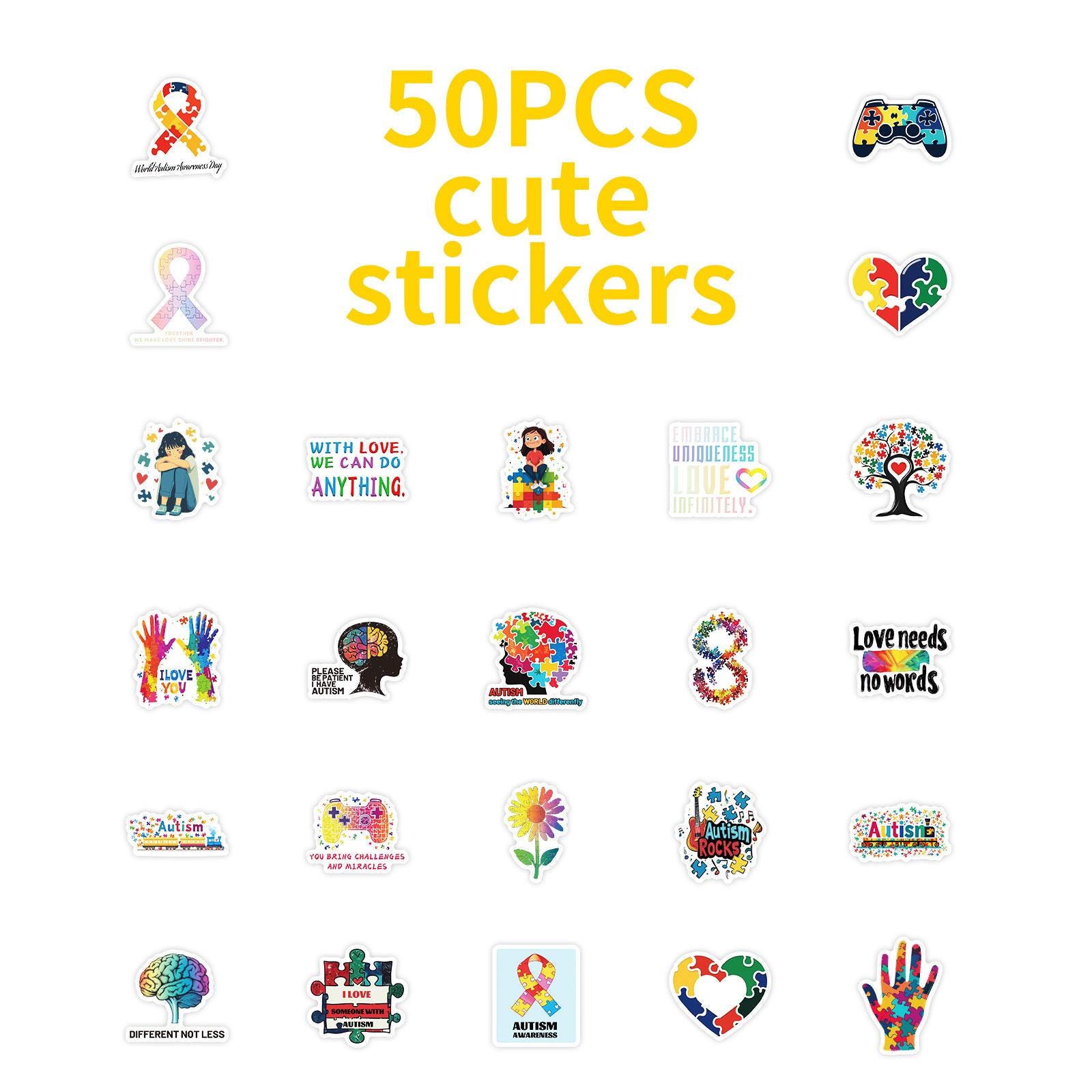 50PCS Autism Stickers Pack, Awareness Stickers, Puzzle Stickers ...