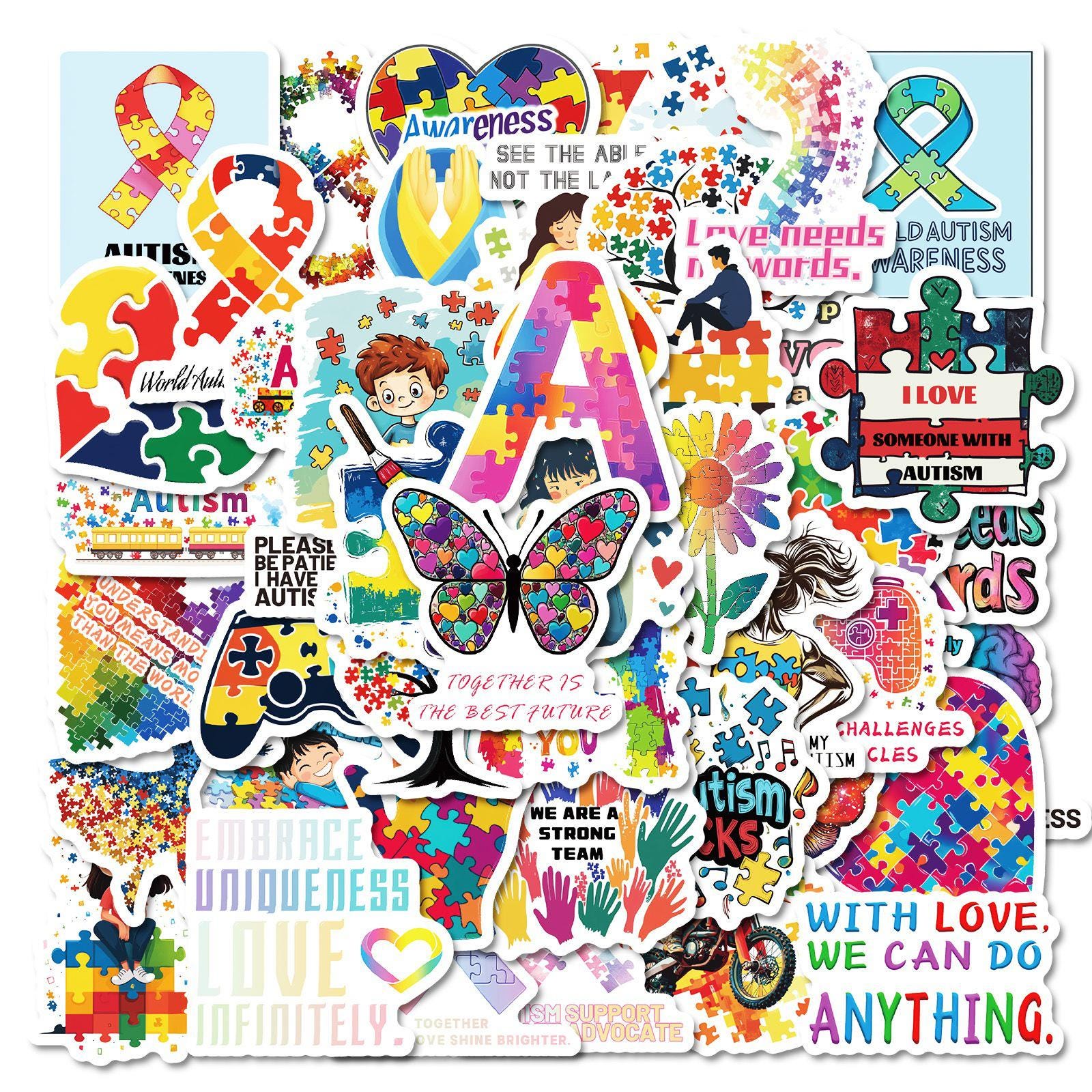 50PCS Autism Stickers Pack, Awareness Stickers, Puzzle Stickers ...