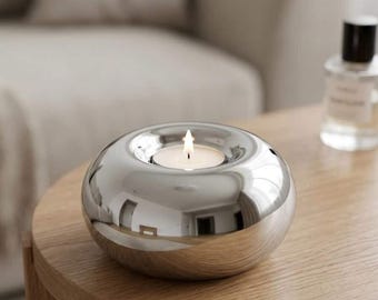 Portavelas de cerámica moderno circular plateado, candelabro minimalista para decoración del hogar y escritorio, idea de regalo única para la oficina, accesorio DIY