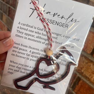 Heavenly Message Red Cardinal Ornament – Wooden Memorial Ornament, Sympathy Gift, Cardinal Christmas Decoration