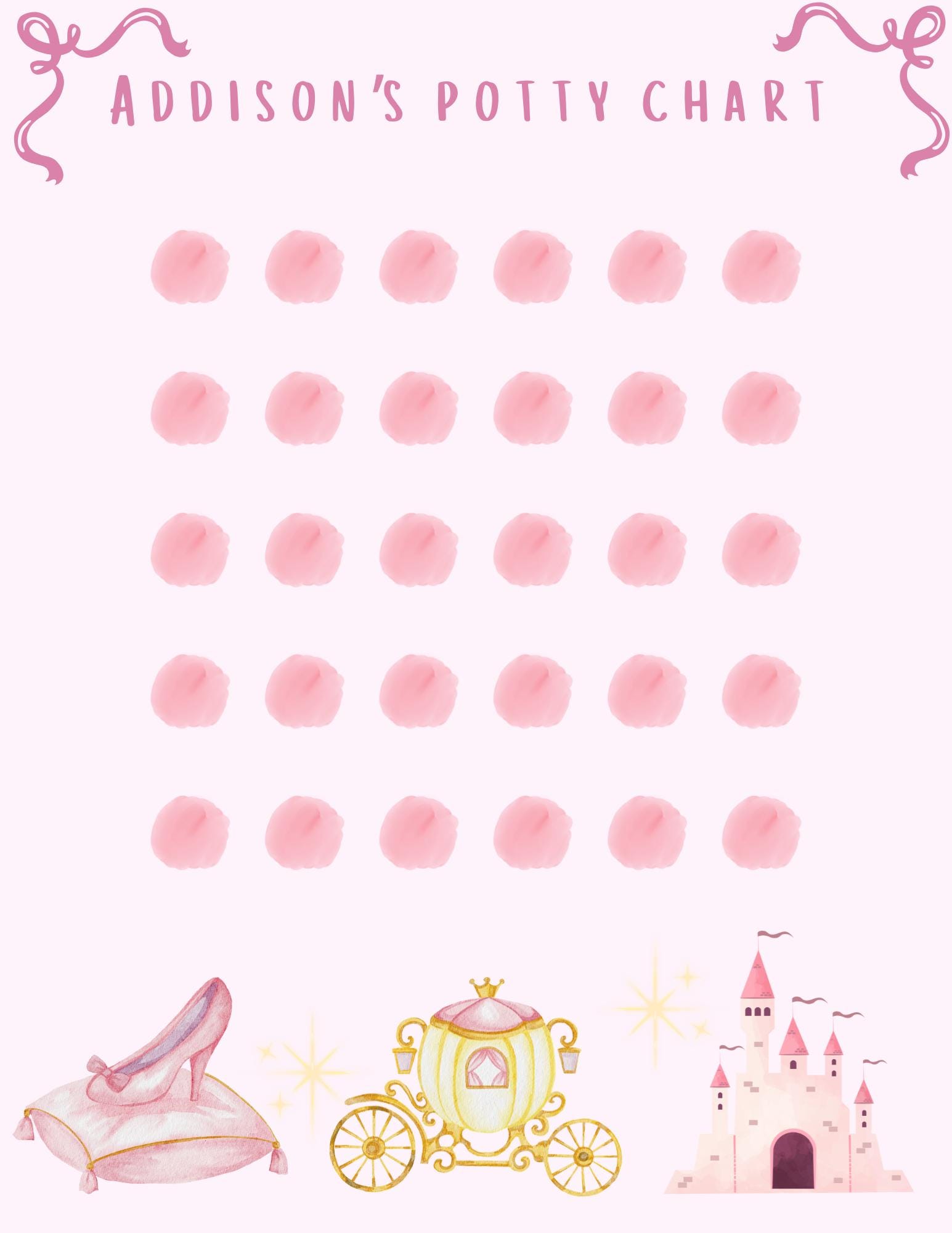 Princess Potty Training Chart – Editable Template - Etsy