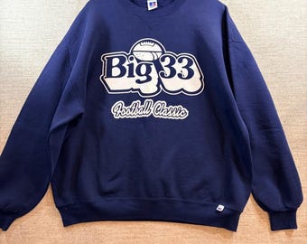 Vintage Russell Athletic Big 33 Football Classic Sweatshirt Navy Blue XXL USA