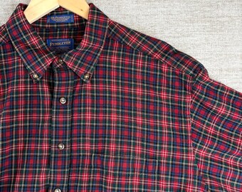 Sir Pendleton Chemise à carreaux en laine peignée vierge XL pour homme Authentique tartan Christie