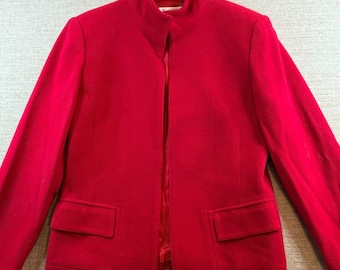 vintage Tamotsu New York rouge laine et cachemire pour femmes SZ 6 veste fabriquée aux États-Unis