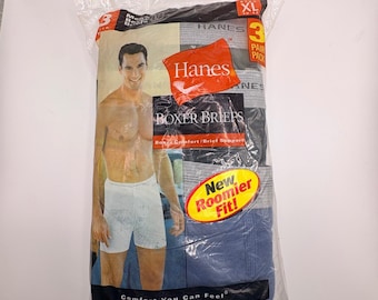 Lot de 3 caleçons Hanes vintage pour hommes, taille XL (40-42), fabriqués aux États-Unis, neufs