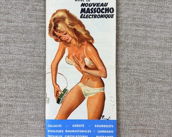 Vintage Massocho Electronique French Pin Up Ad Brochure Brenot Art Mid-Century