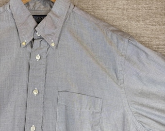 Vintage des années 80 Lands End Direct Merchants Pinpoint Oxford Made N USA 16,5/34 coton