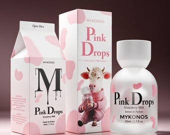 MYKONOS Pink Drops Perfume 50ml Strawberry Milk Sweet Gourmand Long Lasting Fragrance Gift