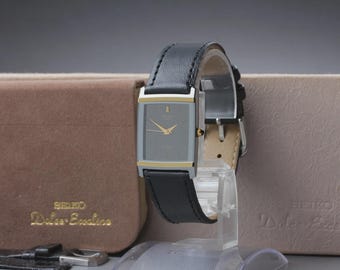 Near MINT+ in Box] SEIKO Dolce 7321-5730 Black Dial Tungsten Quartz Men's Watch