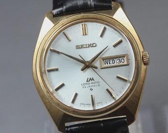 Near MINT] SEIKO Lord Matic LM 5606-7000 Silver Dial Gold Automatic Men's Watch