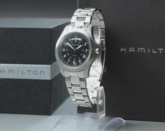 Near MINT w/ Box] HAMILTON Khaki Field H644510 40mm Black Dial Quartz Men Watch