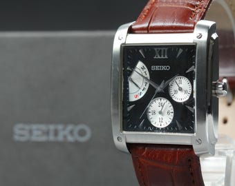 Near MINT W/Box] SEIKO 5Y66-0AC0 Retrograde Day/Date Black Dial Men's Watch