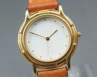 Near MINT] Yves Saint Laurent 6031-G06862 33mm White Dial Quartz Men's Watch