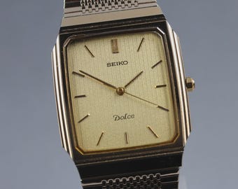 Near MINT] SEIKO Dolce 9531-5160 28mm Gold Dial Tungsten Quartz Men's Watch