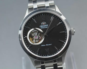 Near MINT] ORIENT AG03-C0-B Skeleton Black Dial Silver Men's Automatic Watch
