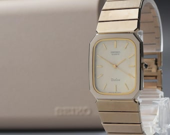 Exc+5 W/ Box] SEIKO Dolce 7731-5200 26mm Gold Dial Tungsten Quartz Men's Watch