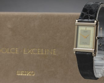 Near MINT W/Box] SEIKO Exceline 2E20-5190 Tank Tungsten Quartz Woman's Watch