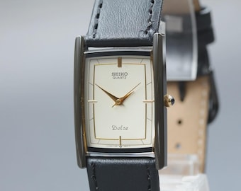 Near MINT] Vintage SEIKO Dolce 7321-5830 Ceramic White Dial Quartz Men's Watch