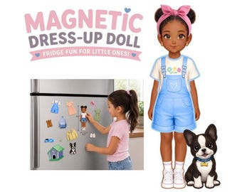 Juego de muñecas magnéticas para vestir / Imanes para nevera para niños, con conjuntos de ropa intercambiables.
