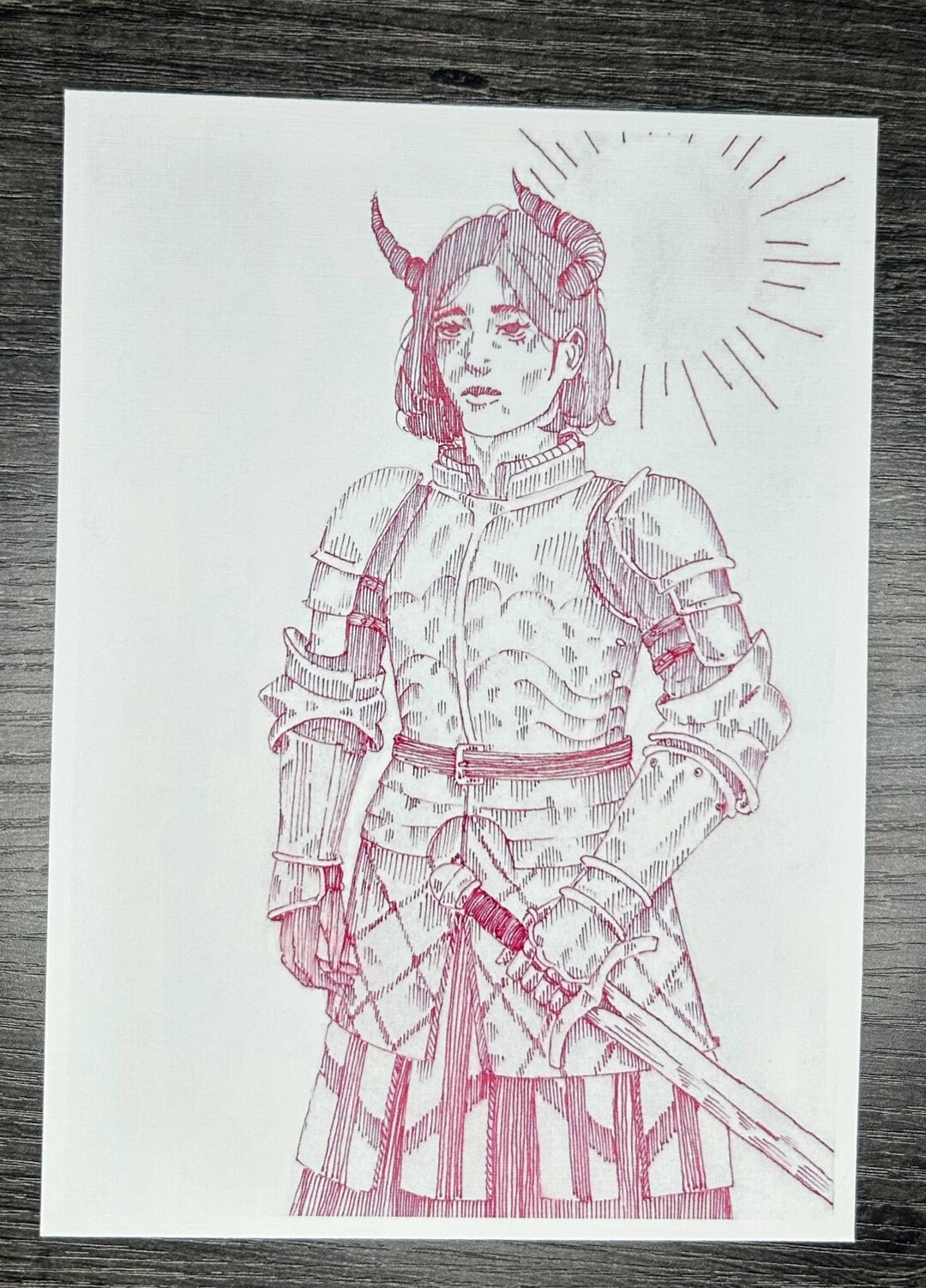 Horned Knight Pen and Ink Illustration Art Print (5x7in) - Etsy