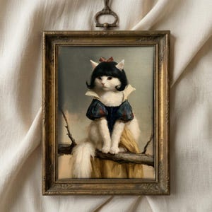 Snow White Inspired Cat Wall Art, Vintage Halloween Fairytale Princess Print (Digital Download) HW54