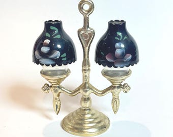 Vintage Mid Century Salt & Pepper Shakers Hand Painted Lamp Set PAT PEND USA