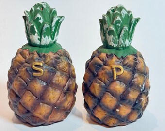 Vintage 60s Japan Pineapple Salt & Pepper Shakers Set Tropical Tiki Decor
