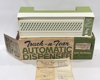 Dispensador automático de cera para envoltorios de papel de aluminio Touch-n-Tear, estilo vintage de los años 70, color verde aguacate (IOB)