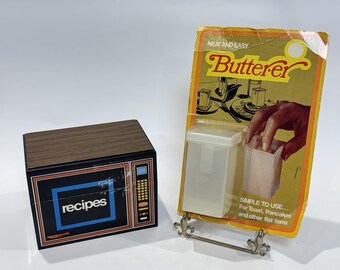 Vintage Retro Kitchen Lot Micro Meals Microwave Recipe Box & Butter-er NOS