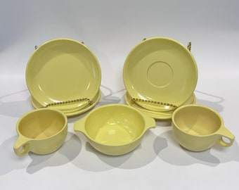 Vintage Melamine 7pc Yellow Dish Set By Melmac Watertown Lifetime Ware USA Retro
